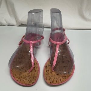 Talbots pink flat sandals with cork sole size 7